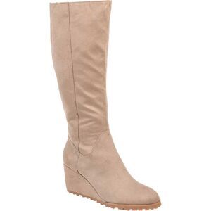 JOURNEE COLLECTION Womens Taupe Beige Parker Almond Wedge Heeled Boots 10 XWC